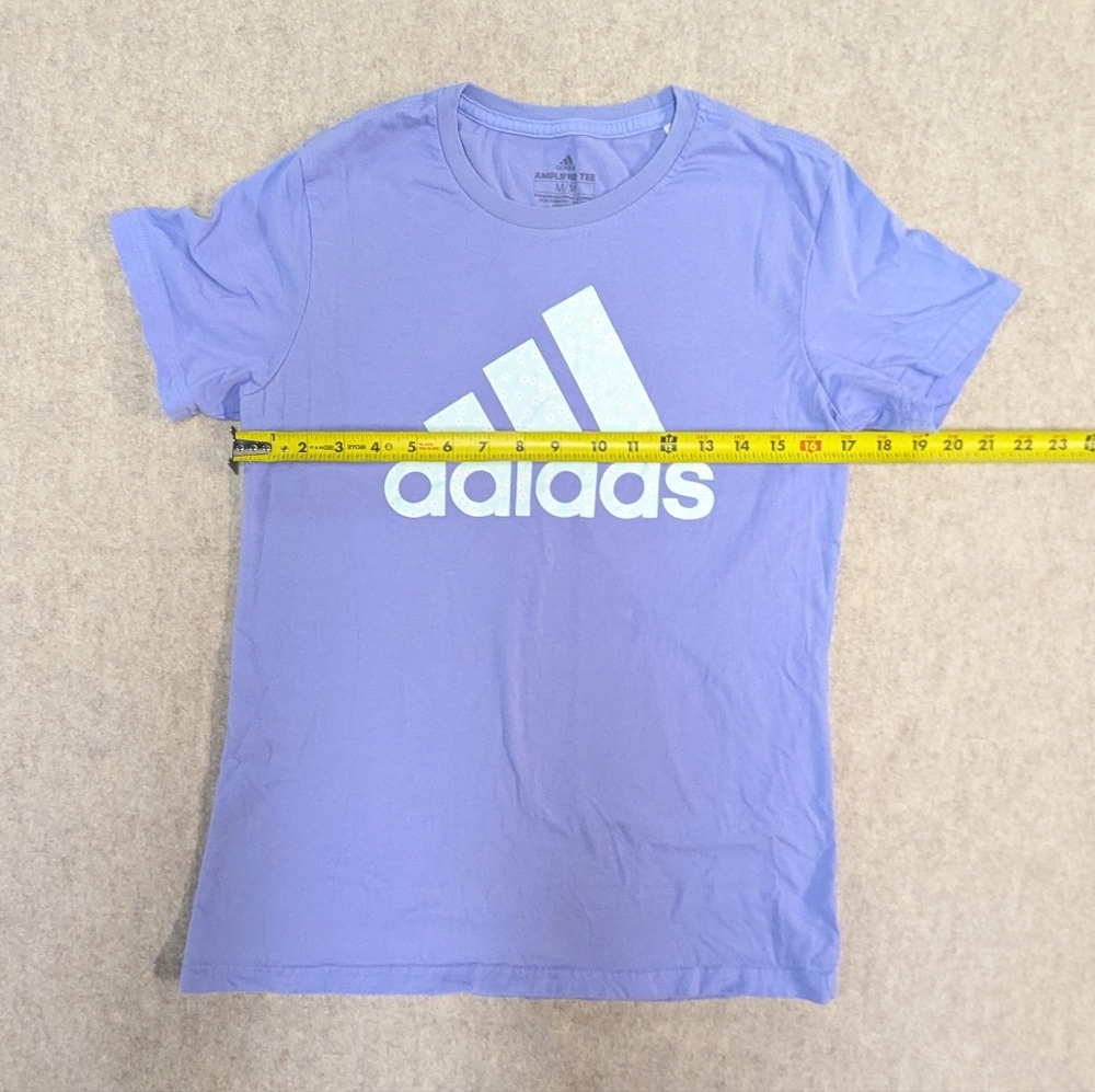 Adidas Lavender Tee With Daisy Flower Pattern Logo Size Women's Medium - Picture 3 of 6